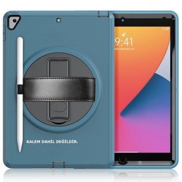 iPad 10.2 7.Nesil Hand Strap - Turkuaz Tablet Kılıfı