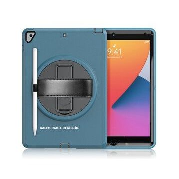 iPad 10.2 7.Nesil Hand Strap - Turkuaz Tablet Kılıfı