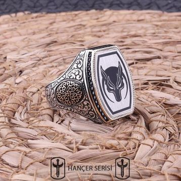 İpek Silver 925 Ayar Gümüş Göktürkler'in Devlet Arması Desenli Erkek Yüzük