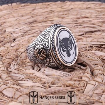 İpek Silver 925 Ayar Gümüş Göktürkler'in Devlet Arması Desenli Erkek Yüzük