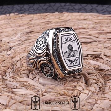 İpek Silver 925 Ayar Gümüş Mescid-i Aksa Motifli Erkek Yüzük