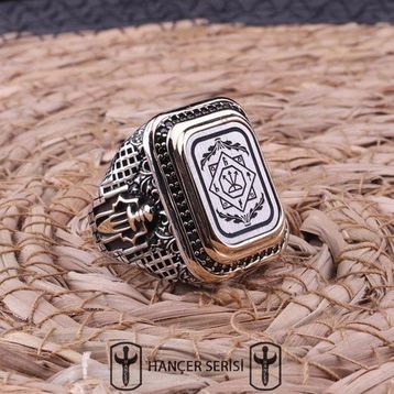 İpek Silver 925 Ayar Gümüş Oğuz Kağan Mührü Desenli Erkek Yüzük
