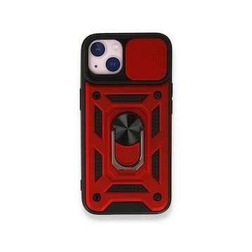 iPhone 13 Pars Lens Yüzüklü Silikon - Kırmızı Cep Telefonu Kılıfı