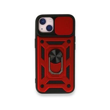 iPhone 13 Pars Lens Yüzüklü Silikon - Kırmızı Cep Telefonu Kılıfı