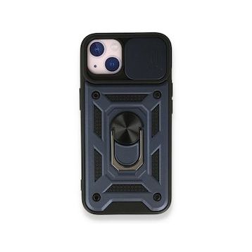 iPhone 13 Pars Lens Yüzüklü Silikon - Lacivert Cep Telefonu Kılıfı