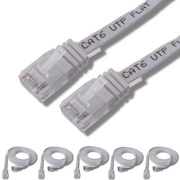 IRENIS CAT6 Kablo Yassı Ethernet Network LAN 25 cm Beyaz 5 Adet Ağ Kablosu