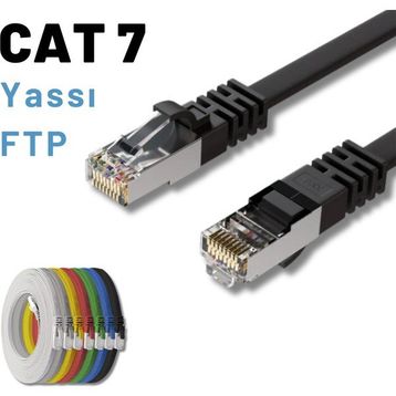 IRENIS CAT7 Siyah 1 m Yassı FTP Lan İnternet Kablosu