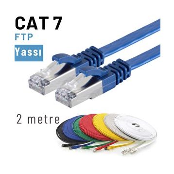 IRENIS CAT7 Yassı FTP Ethernet Network Mavi 2 m Lan İnternet Kablosu