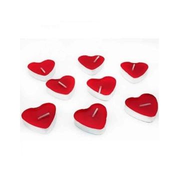 İrhanlar 50 Adet Tea Light Kalpli Kırmızı Mum