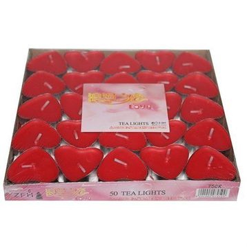 İrhanlar 50 Adet Tea Light Kalpli Kırmızı Mum