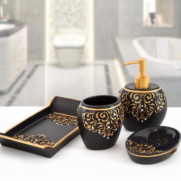 İrya Flossy 4 Parça Banyo Seti Siyah