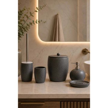 İrya Travertine Antrasit 5 Parça Banyo Aksesuar Seti
