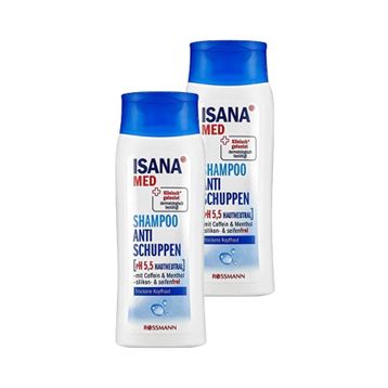 Isana Med Kuru Saç Derisi İçin 2x200 ml Mentol ve Kafeinli Kepek Şampuanı