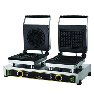 Işıkgaz Silver Çiftli Kare+Çiçek Waffle Makinesi