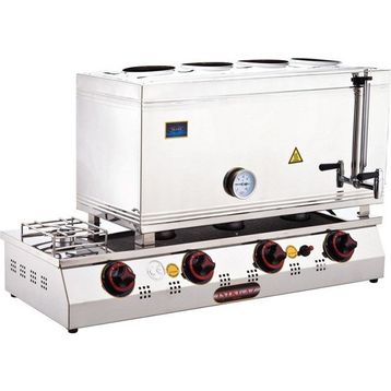 Işıkgaz Silverinox Doğalgaz Elektrikli 60 lt 4 Demlikli Çay Kazanı