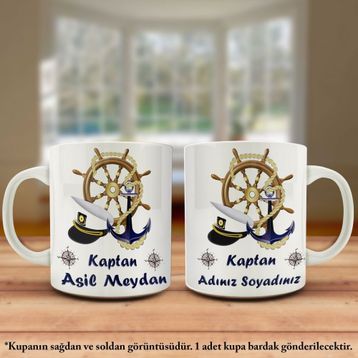 İsme Özel Kaptan Mesleği Tasarımlı Kupa Bardak