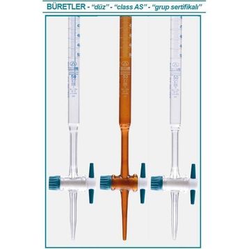 İsolab 017.01.050 50 ml Düz Şeffaf PTFE Musluklu As Kalite Şelbah Çizgili Büret