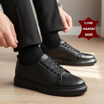 Ispartalılar 271 Tam Ortopedik Taban Hakiki Deri Siyah Erkek Günlük Ayakkabı