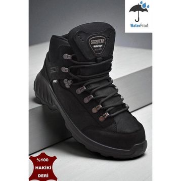 Ispartalılar 4107 Ortopedik Taban Su Geçirmez Hakiki Deri Siyah Erkek Outdoor Bot
