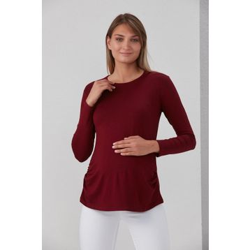 Işşıl 0362 Viskon Körüklü Düz Hamile Uzun Kol T-shirt