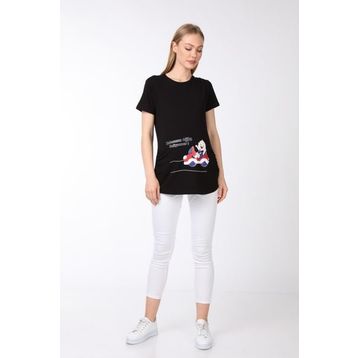 Işşıl 4474 Babasının Oğlu Geliyoor Viskon Hamile Kısa Kol T-Shirt