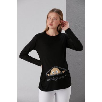 Işşıl 4495 Bordo Viskon Fermuardan Bakan Bebek U Kol Hamile T-Shirt