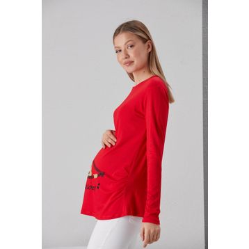 Işşıl 4495 Bordo Viskon Fermuardan Bakan Bebek U Kol Hamile T-Shirt