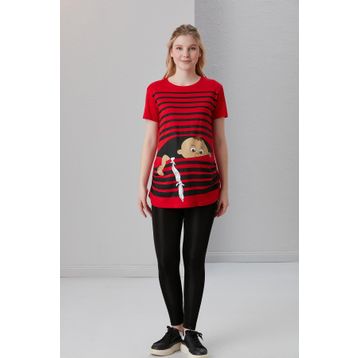 Işşıl 4505 Kurnaz Kaçış Viskon Hamile Kısa Kol T-Shirt