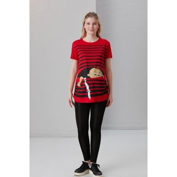 Işşıl 4505 Kurnaz Kaçış Viskon Hamile Kısa Kol T-Shirt