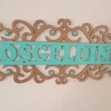 İstanbul Hobi L107 Hoşgeldiniz Ahşap Kapı Süsü Obje