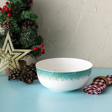 İstanbul Porselen Starlight Fine Bone New Year 21 cm Yılbaşı Salata Kasesi