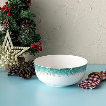İstanbul Porselen Starlight Fine Bone New Year 21 cm Yılbaşı Salata Kasesi