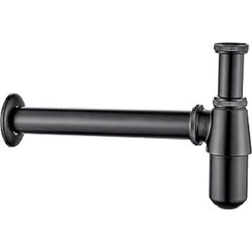 Isvea Mat Siyah Seramik Basaç Sifon Kapağı Metal Taslı Mat Siyah Lavabo Sifonu