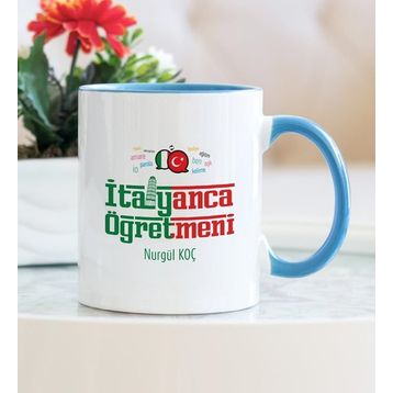 İtalyanca Öğretmeni Mavi Kupa Bardak