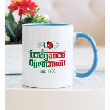 İtalyanca Öğretmeni Mavi Kupa Bardak