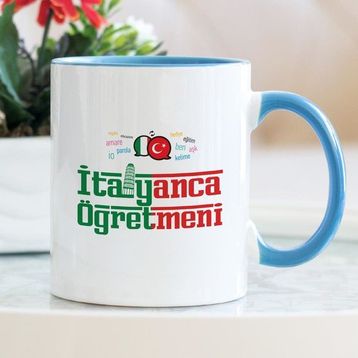 İtalyanca Öğretmeni Mavi Kupa Bardak