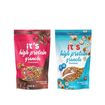 It's 240 gr Hindistan Cevizli + 240 gr Şekersiz Çikolatalı Yüksek Protein Granola