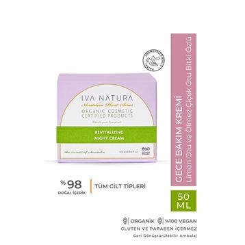 Iva Natura 50 ml Organik Canlandırıcı Limon Otu ve Ölmez Çiçek Otu Gece Kremi