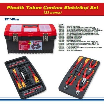İzeltaş 23 Parça Elektrikçi Set Plastik Takım Çantalı
