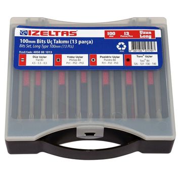İzeltaş 4850001013 100 mm 13 Parça Uzun Bits Uç Takımı