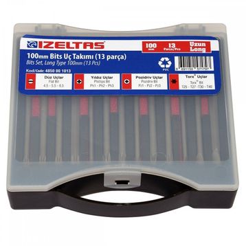 İzeltaş 4850001013 100 mm 13 Parça Uzun Bits Uç Takımı