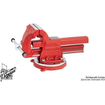 İzeltaş 7400 100 mm Döner Tablalı Dövme Çelik Mengene
