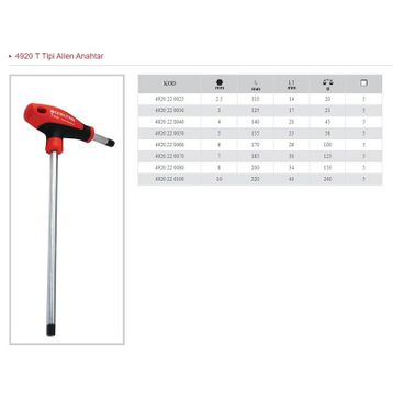 İzeltaş 8 mm T Saplı Allen Anahtar