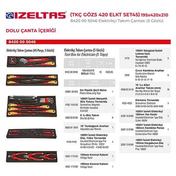 İzeltaş 8420005046 5 Gözlü Büyük Elektrikçi Çanta