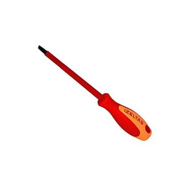 Izeltaş Elektrikçi Izoleli Düz Uçlu Tornavida, 1000 V, Sarı/Kırmızı, 6.5 X 150 Mm Tornavida