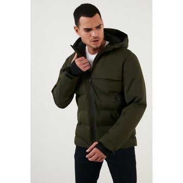 Jack & Jones 12225287 Haki Rüzgar ve Su Geçirmez Isı Yalıtımlı Kapüşonlu Şişme Erkek Mont
