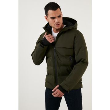 Jack & Jones 12225287 Haki Rüzgar ve Su Geçirmez Isı Yalıtımlı Kapüşonlu Şişme Erkek Mont