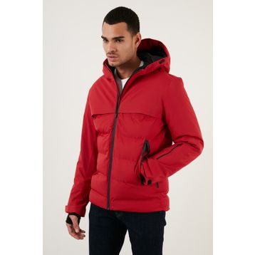Jack & Jones 12225287 Kırmızı Rüzgar ve Su Geçirmez Isı Yalıtımlı Kapüşonlu Şişme Erkek Mont