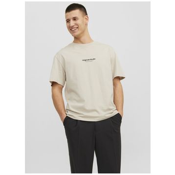 Jack & Jones 12240121_JORVESTERBRO TEE SS CREW N Yuvarlak Yaka Krem Erkek T-shirt