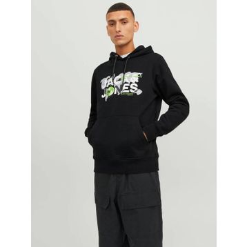Jack & Jones 12240214-Black Jcodust Sweat Hood Sn Erkek Siyah Sweatshirt